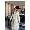 Casaco Acolchoado Longo Feminino Estilo Puffer Gola Alta Fechamento com Zíper e Botões Corte Solto Comprimento Maxi Quente de Inverno À Prova de Vento Parka Roupa Exterior