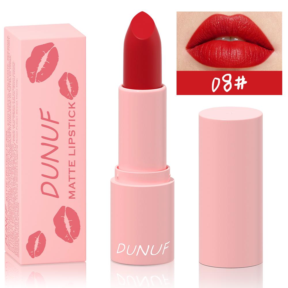 DUNUF 1 Pcs Matte Powder lipstick, Lasting 24 Hours Non-fading Waterproof Non-stick Easy to Color Lip Gloss Makeup Gift