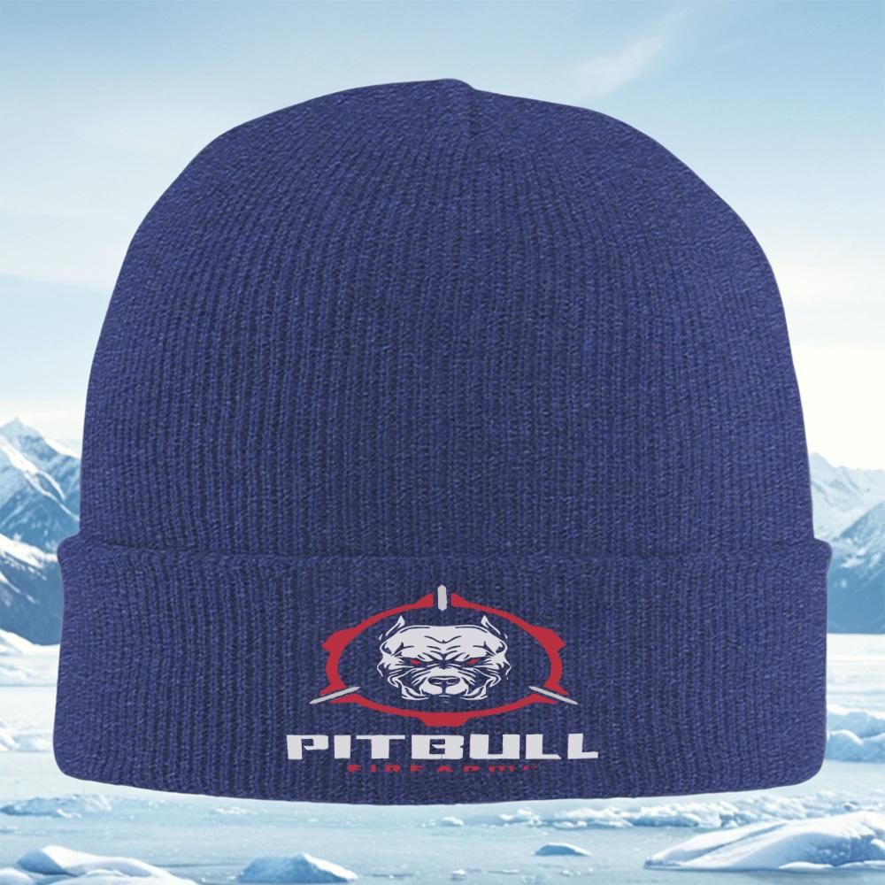 Pitbull Dog Head Red Circle Black Men Women Unisex Knitted Hat Beanie Pullover Cap Winter Thermal Warm Christmas Outdoor Cycling