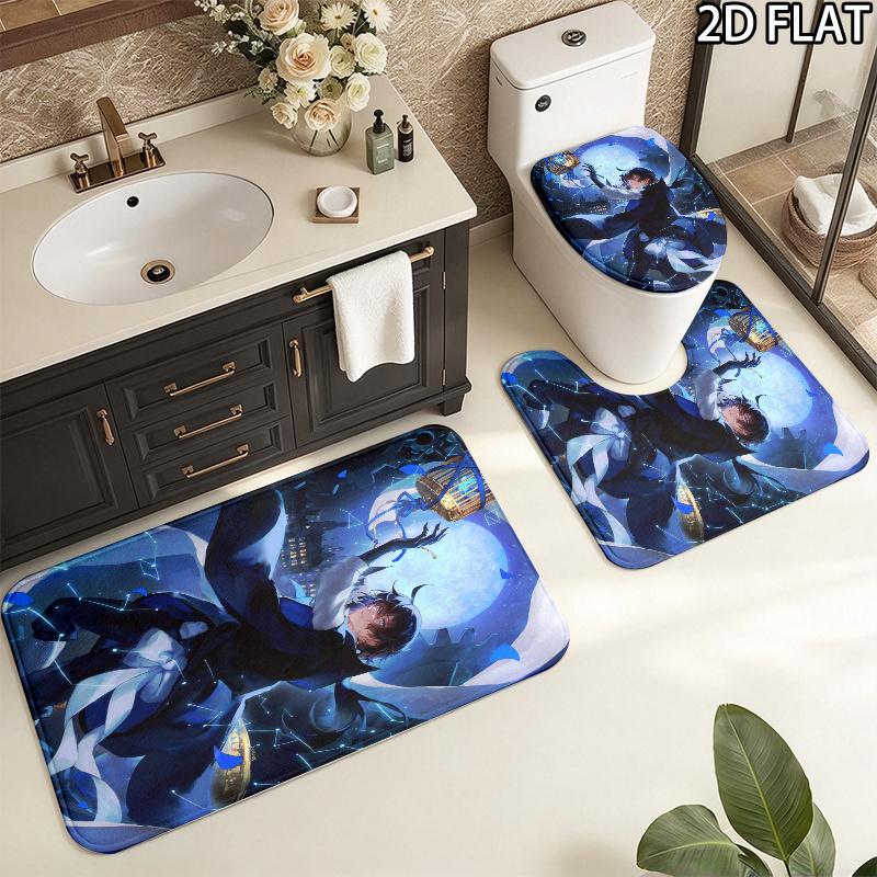 3Pcs Flannel Toilet Mat Set MTSJTvanitas'S Journal Bathroom Rug Bath Carpet Non Slip Home Decor