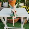 Fee Hars Beeldje, Zittend Elf Figuurtje, Tuin Bloempot Rand Ornament, Landschap Ambacht Decoratie