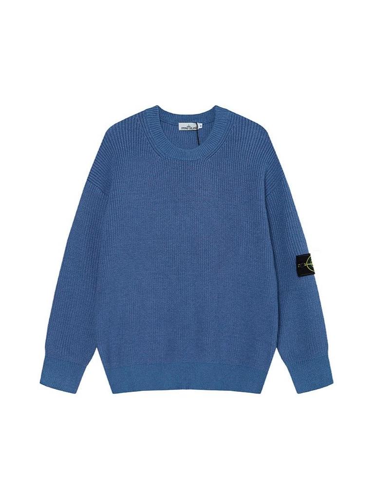 Unisex Solid Color Knit Pullover Sweater with Drop Shoulders