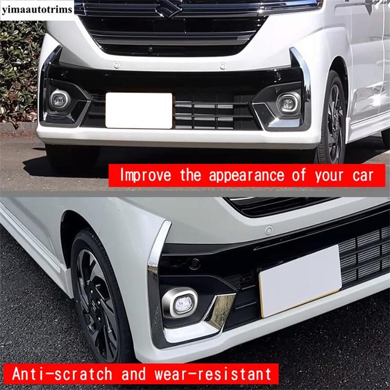 Front Rear Bumper Fog Light Lamp Frame Decoration Cover Trim ABS Chrome Accessories For Suzuki Spacia  MK54S MK94S 2024 20