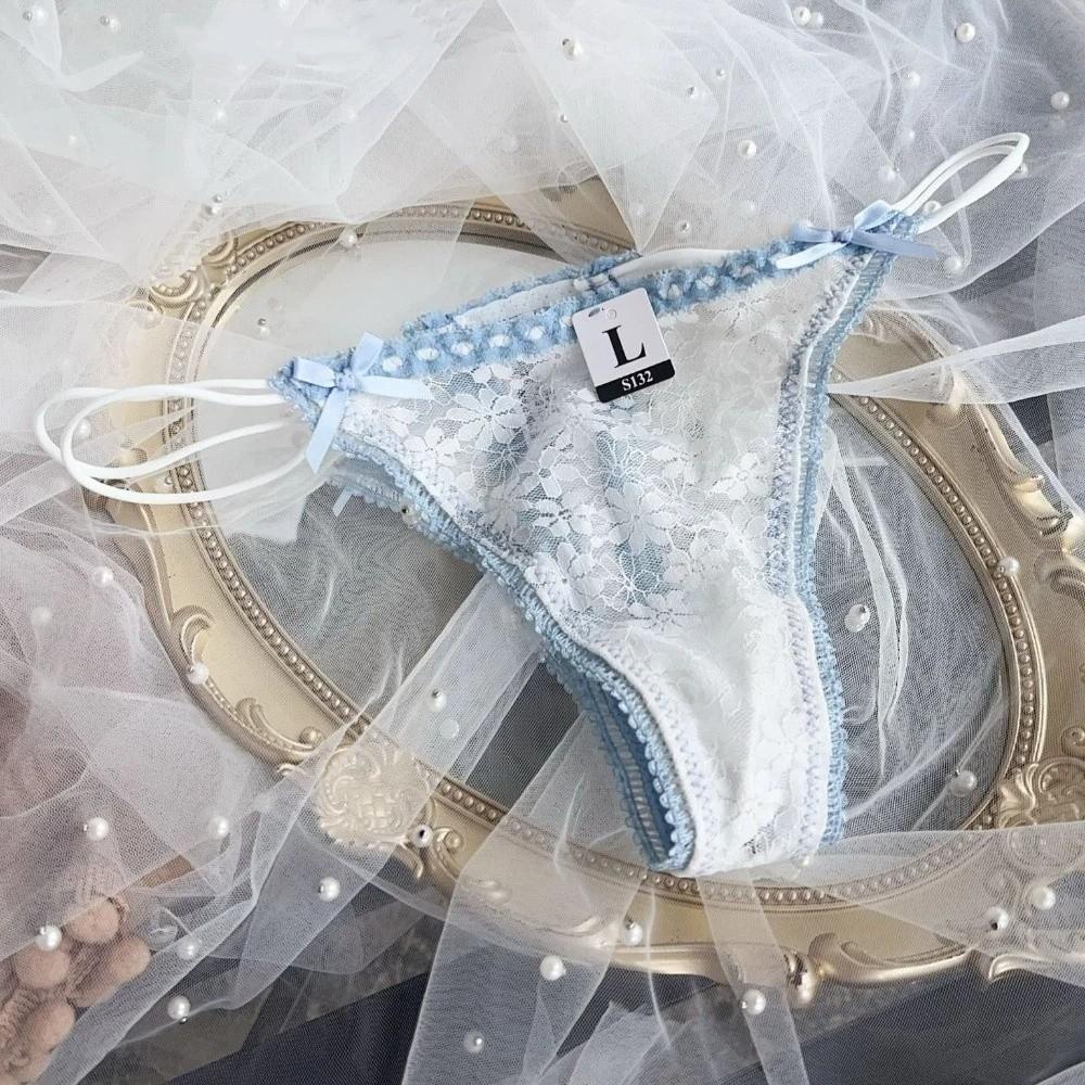 Transparent Underwear for Women Bow Panties Mesh Lace Briefs Lingerie Flower Lace Thong  Girl