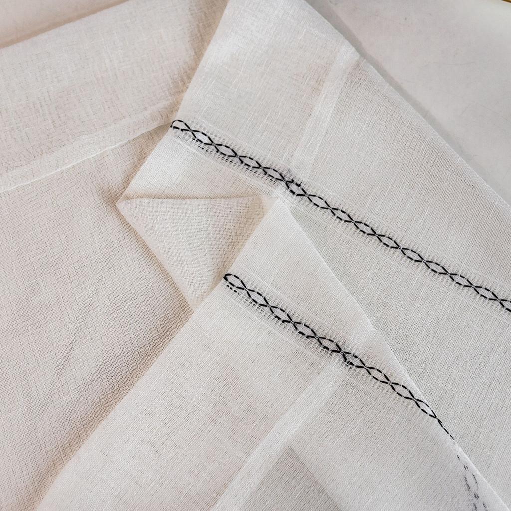 Curtain Finished Living Room Bedroom Decoration American Rod Pocket Stripe Three-Dimensional White Window Screen Curtain