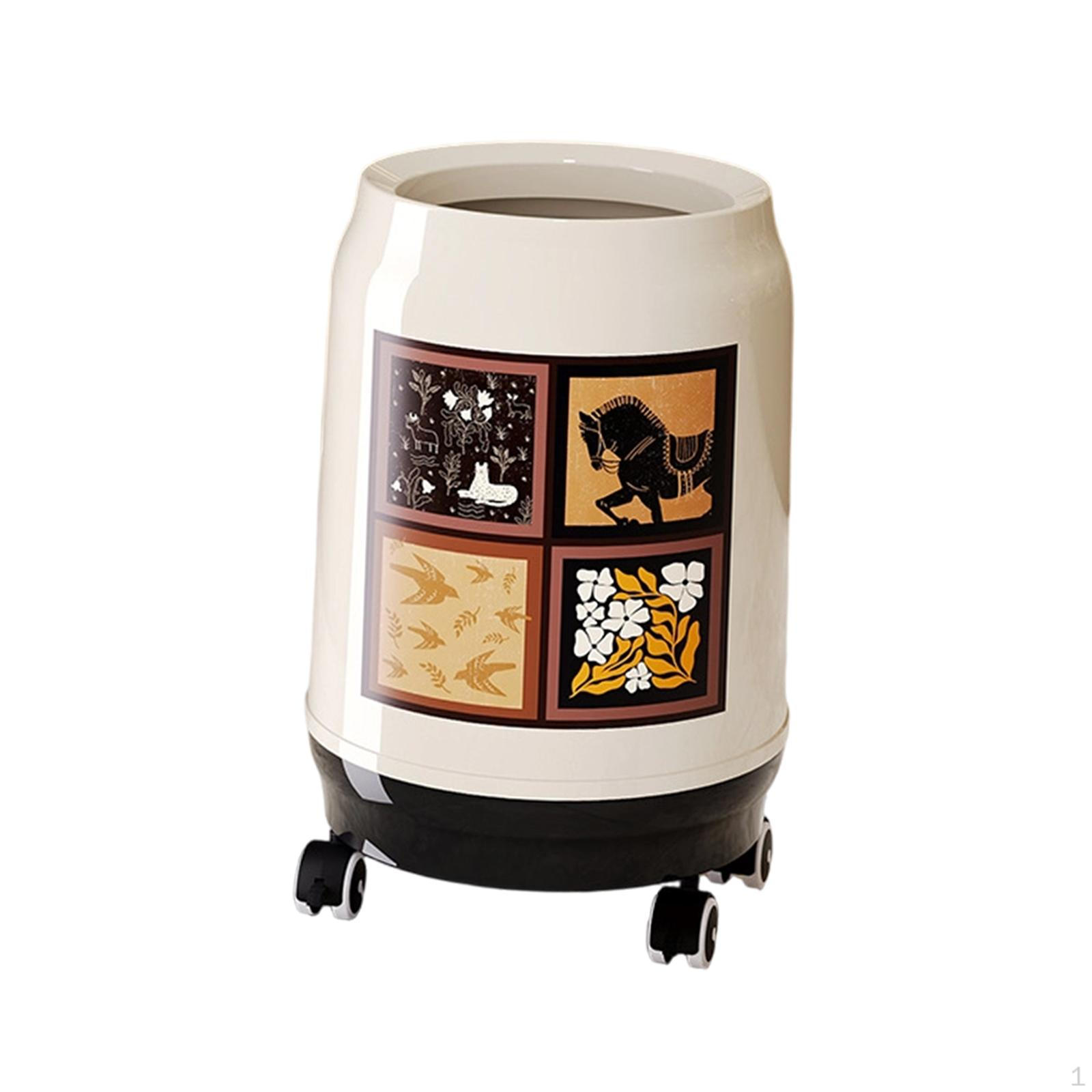 

Декоративное мусорное ведро большой вместимости с универсальными колесами для кухни, туалетного столика, гаража, дома на колесах. Open S White