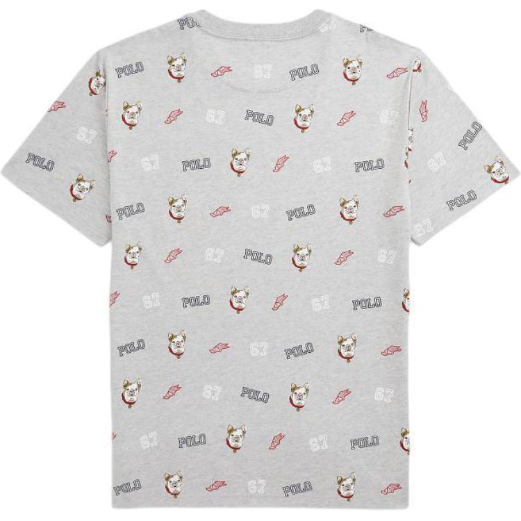Polo Ralph Lauren T-Shirt Ss24 Letter Dog Print Crew Neck Casual Short Sleeve Kids Tops Gray CWPOTSHY8020803-020