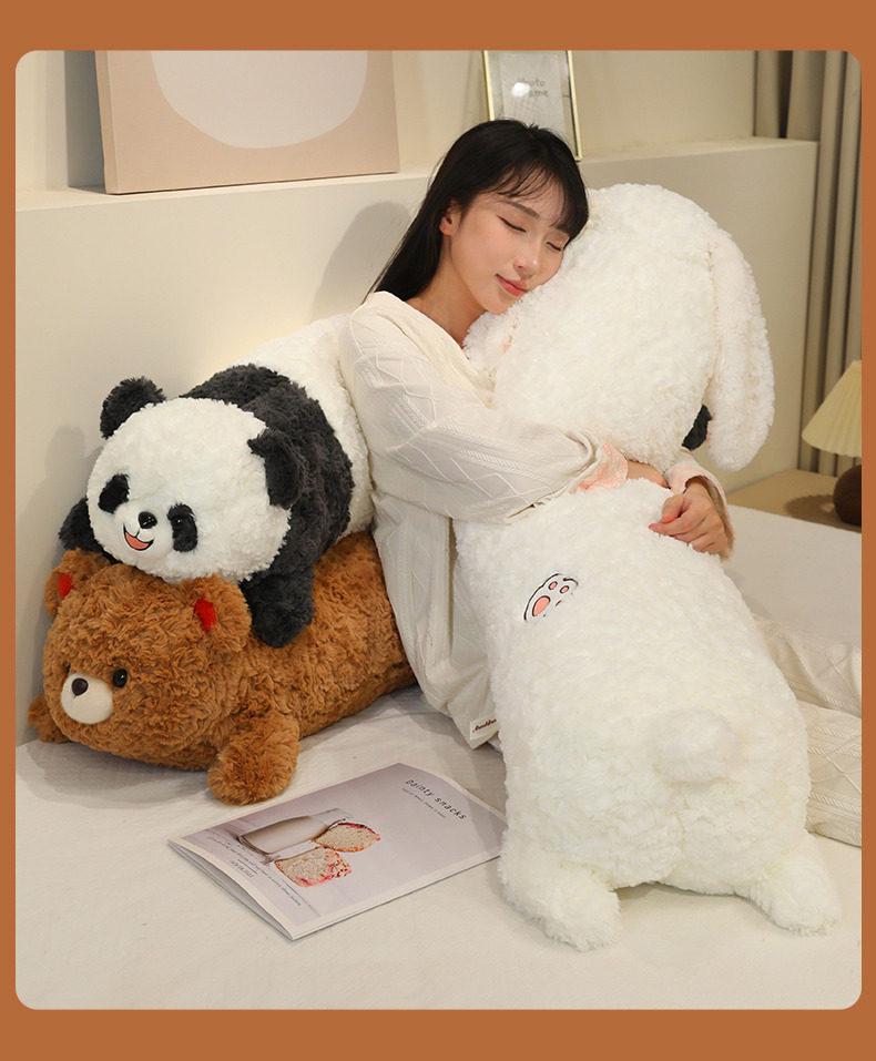 Brown Bear Plush Toy & Hugging Pillow for Girls - Elephant & Long-Eared Rabbit Options Available