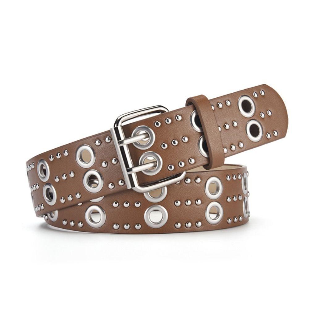 Dual Pin Buckle Business Waist Belt Luxury Design Punk Waistband  Paired with Skirts Jeans