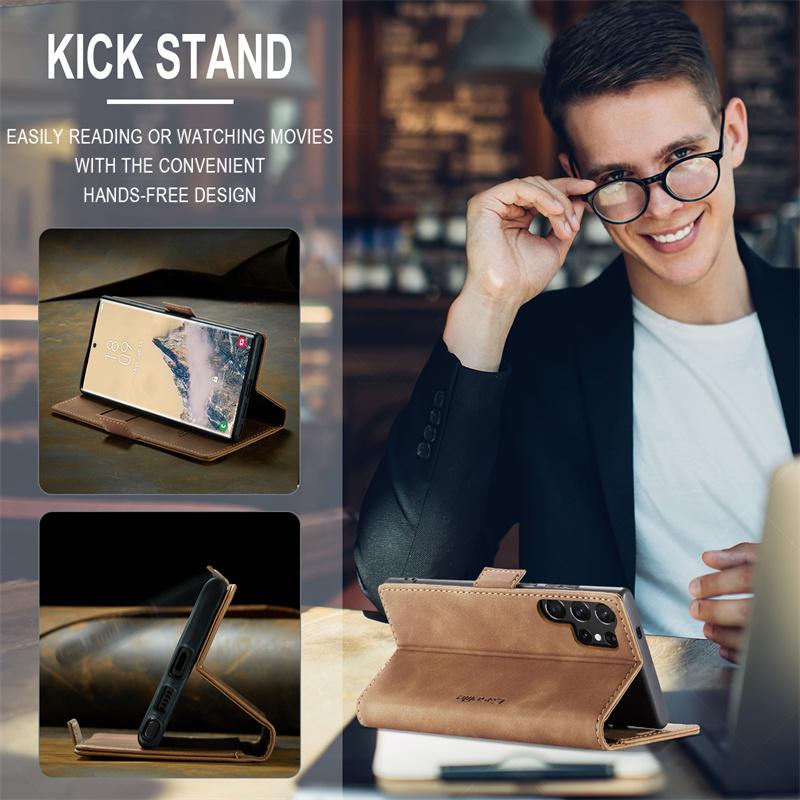 Luxury Leather Phone Case For Samsung Galaxy S20 S21 S22 S23 S24 S25 Ultra Plus FE Note 20 10 Lite Wallet Flip Stand Card Cover