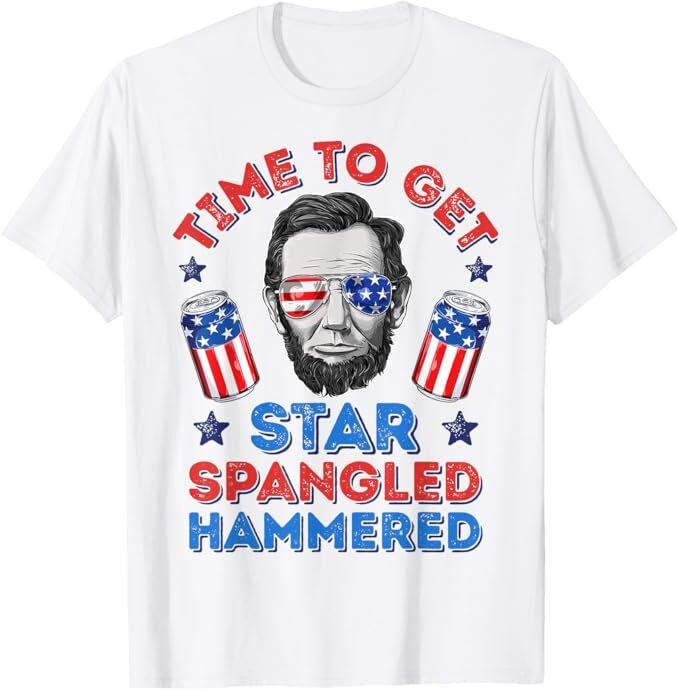 Time To Get Star Spangled Hammered 4th of July Men Lincoln T-Shirt