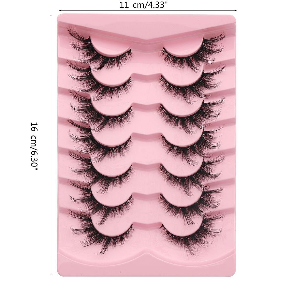 Cat Eye Lashes Extension Fox Eye Faux Mink Lashes Natural Look Eyelashes Fuzzy Volume Wispy Lashes 7Pair Fake Eyelash