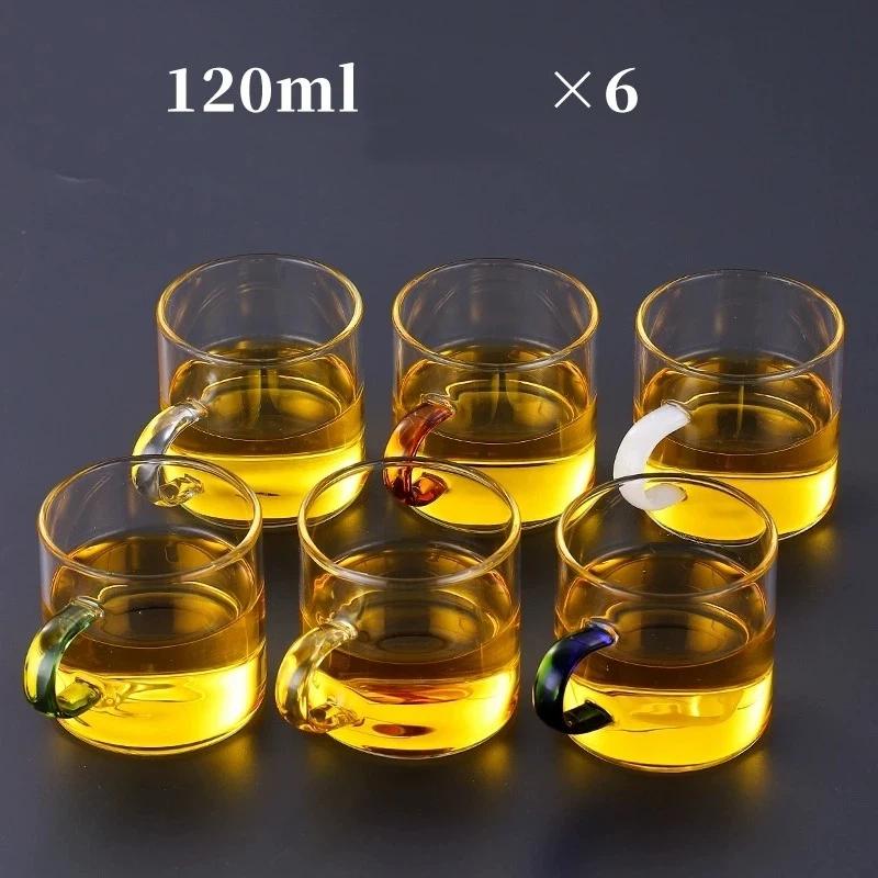 120ml Colorful Handle Glass Tea Cup with Handle – Heat Resistant High Borosilicate Water Cup