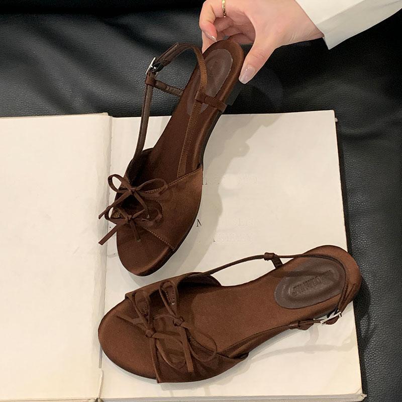 Fashion Female Butterfly-Knot Ladies Flats Sandals Shoes Buckle Strap Fashion Round Toe Footwear Flats Sandals Shoes For Women 2025 New