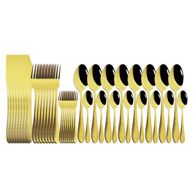 40Pcs/Set New Luxury Gold Cutlery Set Mirror Dinnenrware Set Stainless Steel Flatware Dinner Knife Fork Spoon Teaspoon For Home