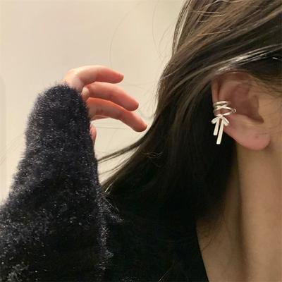 Harajuku Lacing Bow Ear Cuffs Y2K Bow Earrings Aesthetic Balletcore Ribbon Ear Cuff  Ladies