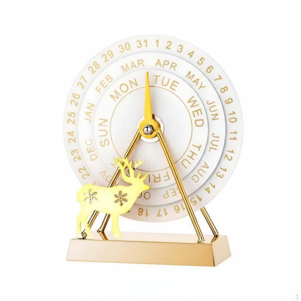 Creative Metal Perpetual Calendar, Manual Rotating, Office Desk Decor