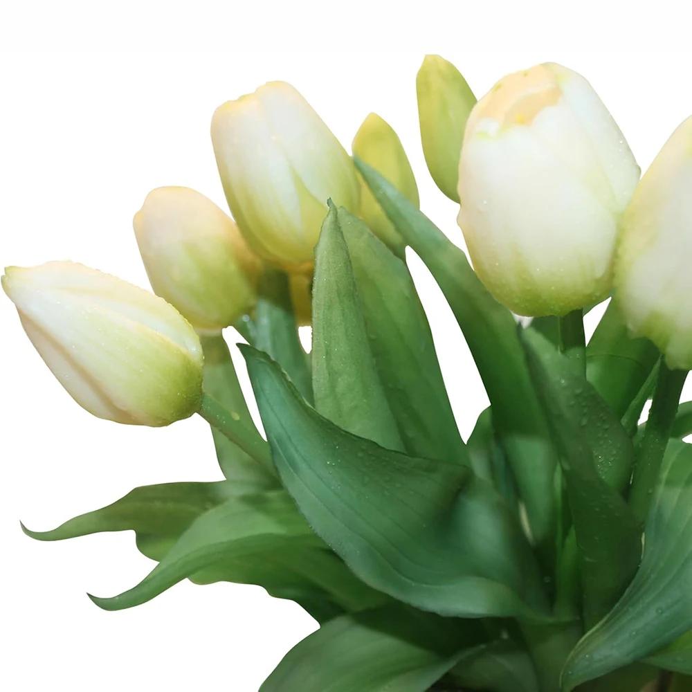 7pc Latex Tulip Artificial Flowers Bouquet Realistic Mother's Day Gift Easter for Wedding Home Kitchen Table Decoration