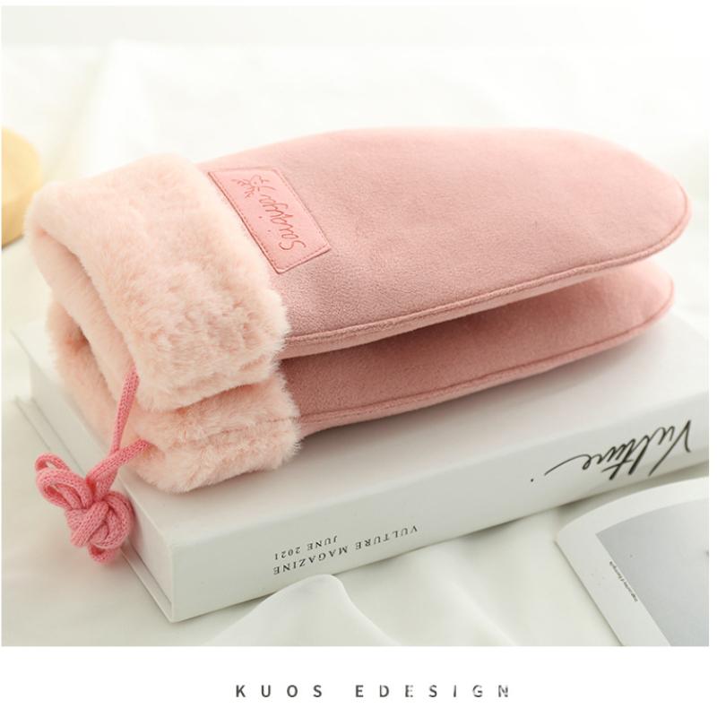 Winter Women Keep Warm Thickened Fleece Suede Halter Gloves Cute Lovely Sweety Cold Protection Mittens