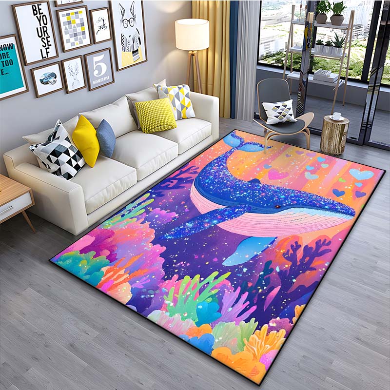 Dream Whale Printed Carpet for Living Room Bedroom Bedside Bathroom Floor Mat Area Rugged Sofa Mat Home Decor Luxury Gift