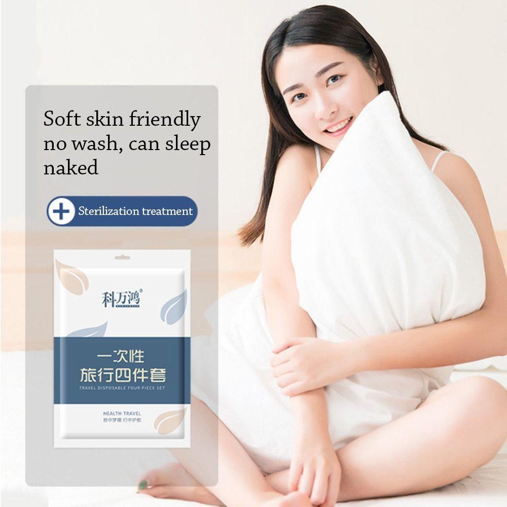 3 / 4-Piece Disposable Bed Sheet Dirty Proof Non-Woven Sleeping Bag Quilt Cover Bedding Set Thickened Duvet Cover Pillowcase