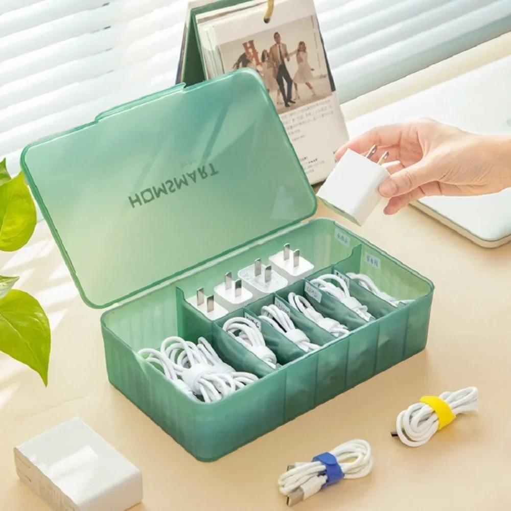 

Сплошной цветной ящик для хранения кабеля, пластиковый органайзер для зарядного кабеля, новый органайзер для проводного кабеля