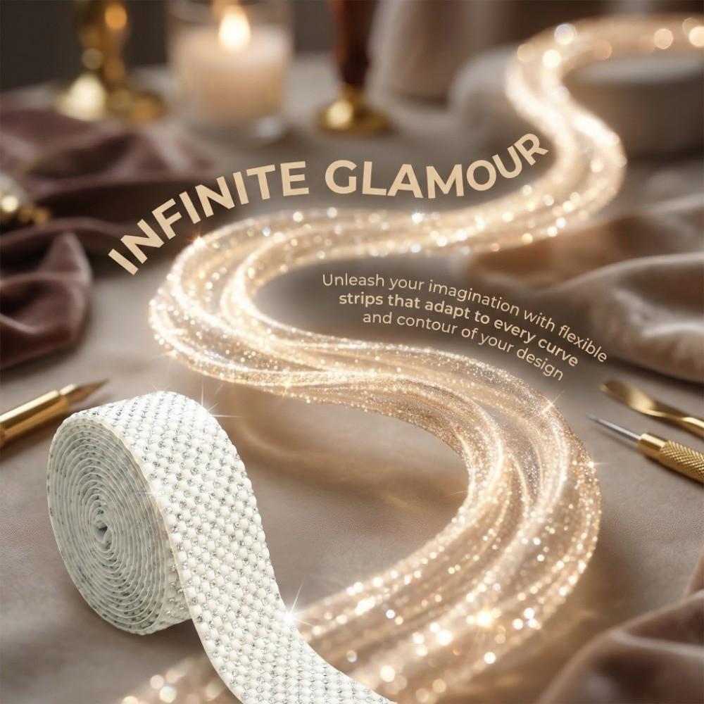 Decorative Trim Self Adhesive Rhinestone Strip Square Rhinestone Shiny Resin Rhinestone Flexible Rhinestone Tape DIY Craft