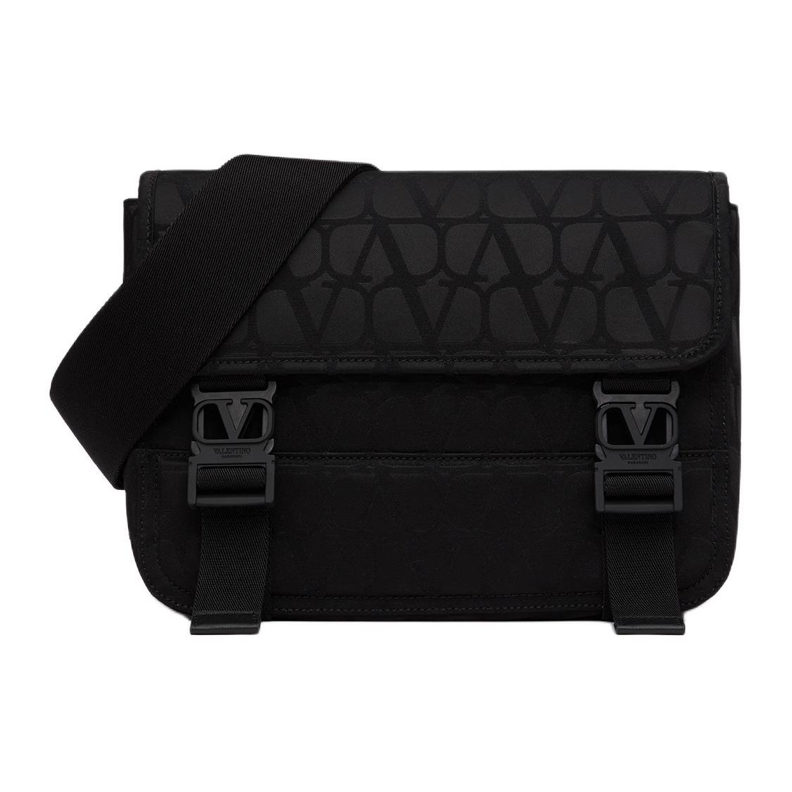 

Valentino Palladium Metal Accessories Adjustable Detachable Shoulder Strap Calfskin Details Messenger Bag Men Shoulder Bag Black Y2B0C85CSH0NO Gift Set(Basic Set+Box+Shopping Bag)