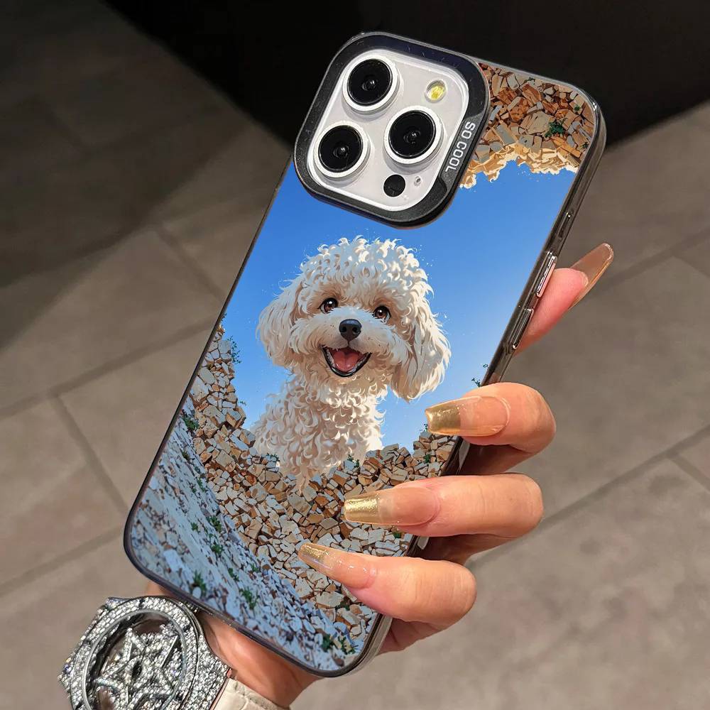 Painting A-Art Shih Tzu  Phone Case For iPhone 17,16,15,14,13,12,11 Plus,Pro Max,XS,Colored Silver Plated Inside Cover