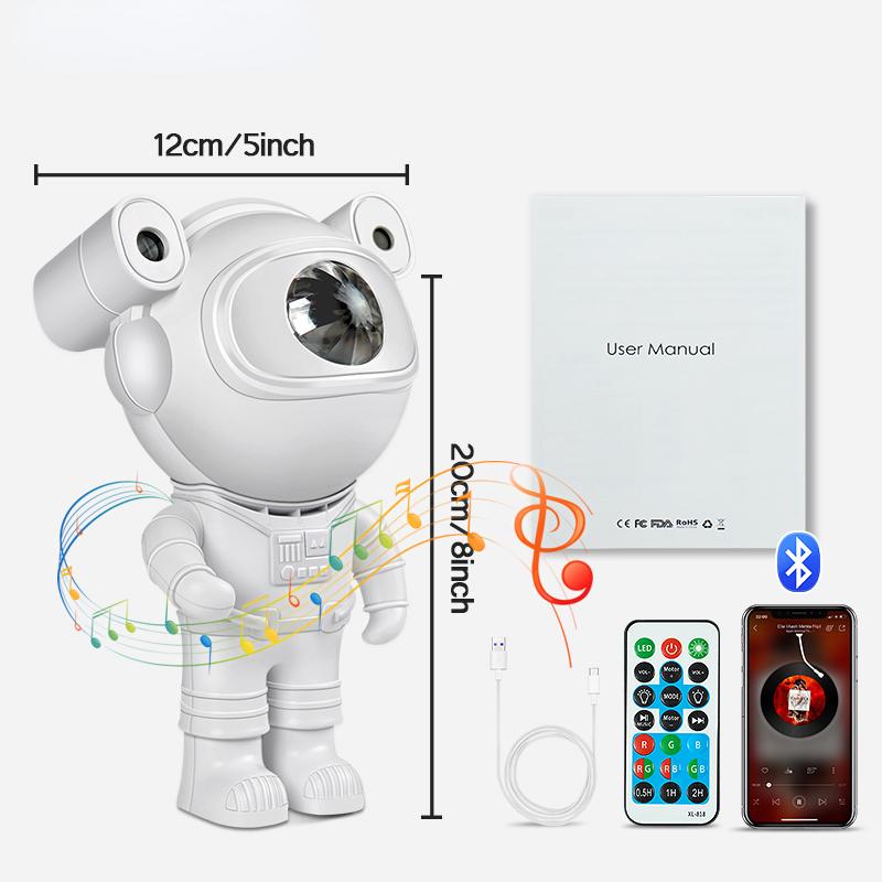 Kids Star DIY Projector Night Light with Remote Control 360 Adjustable Design Astronaut Nebula Galaxy Lighting Bluetooth Speaker