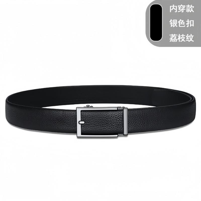 Men's Leather Belt, Inner Buckle Does Not Show the Tail, Inner Wear Belt, Middle-aged and Young Leisure Trend Versatile Belt
