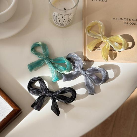 Mädchen Haarspange Perlmutt Glanz Schleife Dekoration Rutschfestes Design Pony Seite Halbhochgesteckte Haarspange Haare