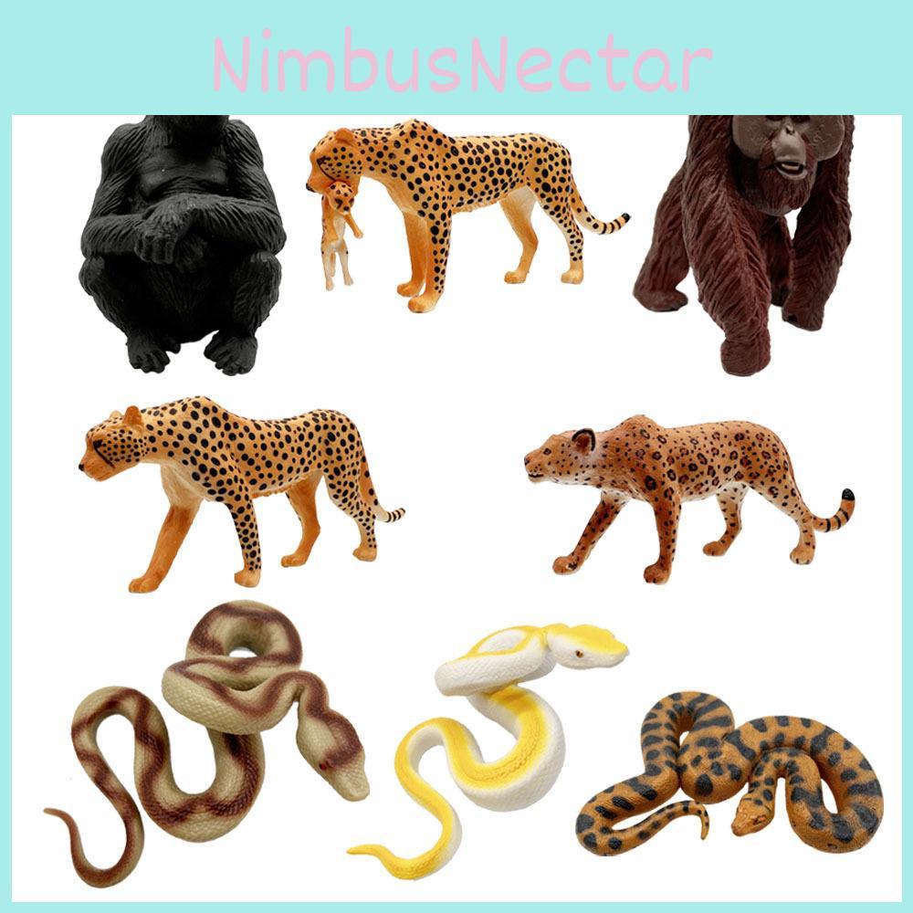 Cheetah Gorilla Leopard Wildlife Pvc Animal Figures With Movable Joints For Child Education