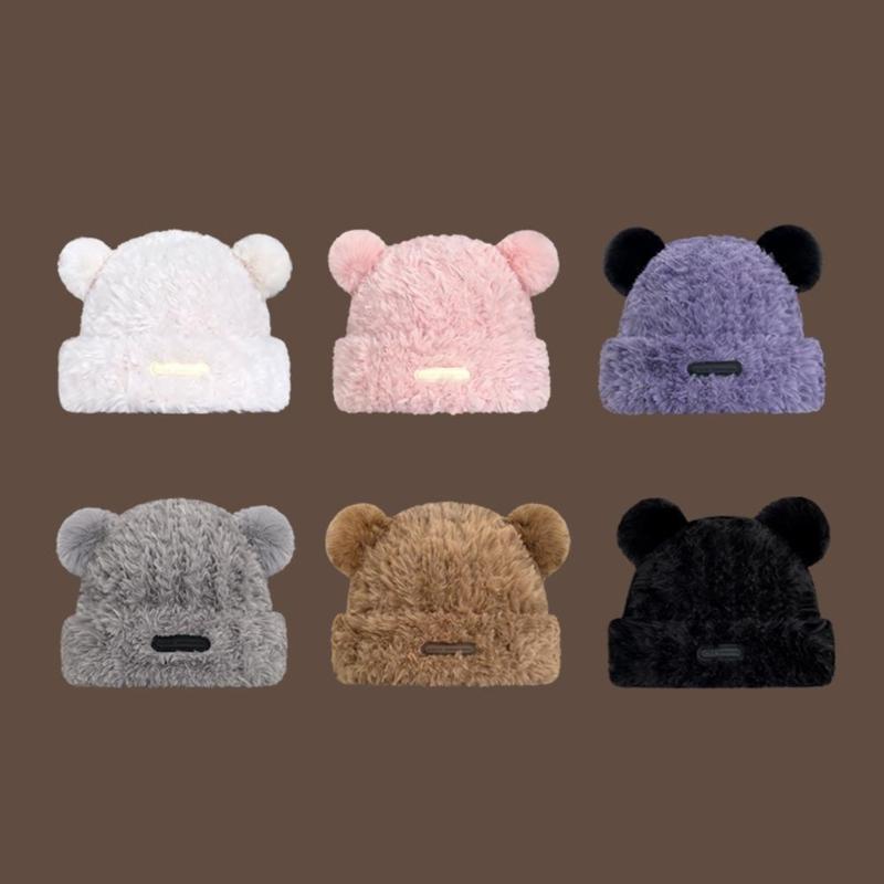 Adult Children Furry Ears Winter Hat Bear Hat New Year Winter Headwear