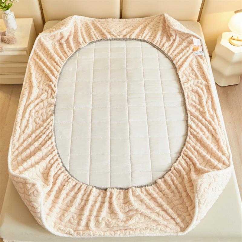Hibiscus Tartar Thickened Fitted Winter Sheet Single Piece Thick Milk Velvet Bedspread Simmons Mattress Protector