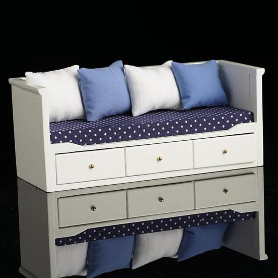 Sofa do domku dla lalek wysoka symulacja DIY dekoracja drewniana sofa do domku dla lalek zabawkowy model na scenę do salonu