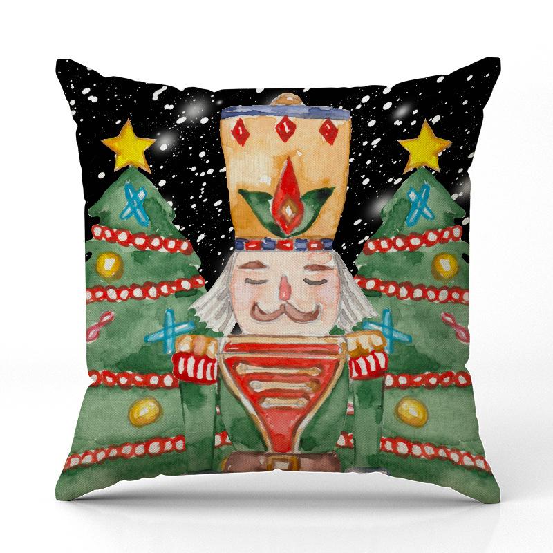 New Cartoon Character Christmas Pillowcase Linen Print Pillowcase Festive Room Sofa Decoration Cushion Cover