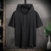Hooded T Shirt Men Summer Korean Half Sleeve Pullover Top Soft Loose T-shirt Streetwear Sleeveless Tops Drawstring Men Clothing