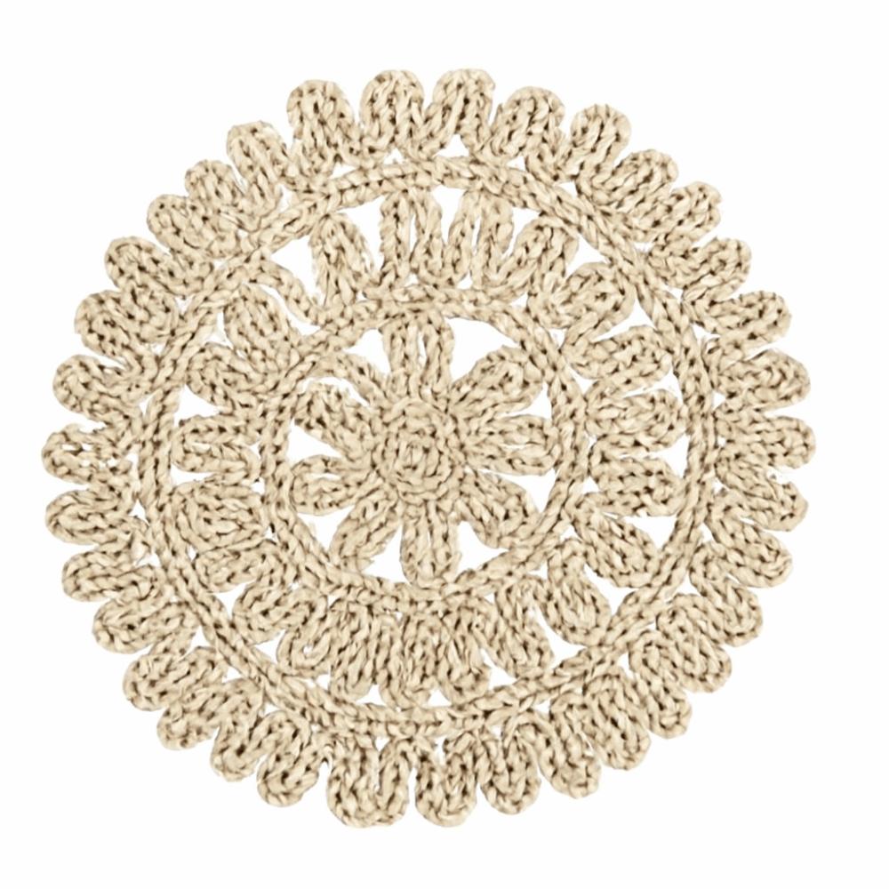 Boho Straw Woven Tray Wall Decor Round Basket Macrame Straw Wall Hangings Non Slip Heat Resistant Woven Coaster Placemat