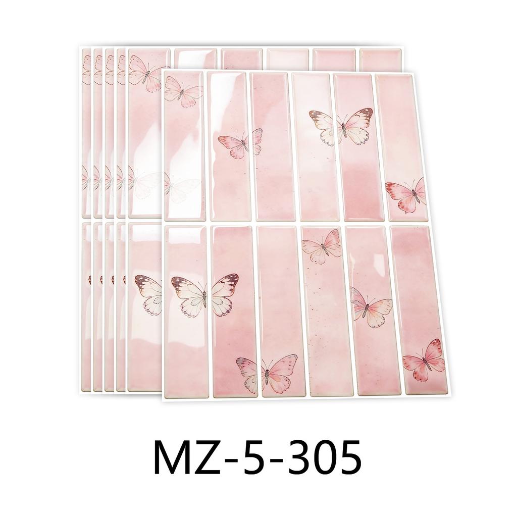 10/20/30Pcs 3D Tile Stickers 24x30cm Chinese Ink Landscape Wall Decals - Waterproof PVC Self-Adhesive Wallpaper for Kitchen Bathroom - Multi Designs