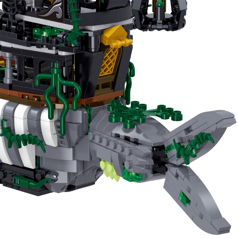 Modelo 3D de Tubarão Demônio das Profundezas do Mar Conjunto de Mini Blocos de Montar - Brinquedo de Montar DIY, Presente Ideal para Crianças Interessadas em Modelo de Vida Marinha