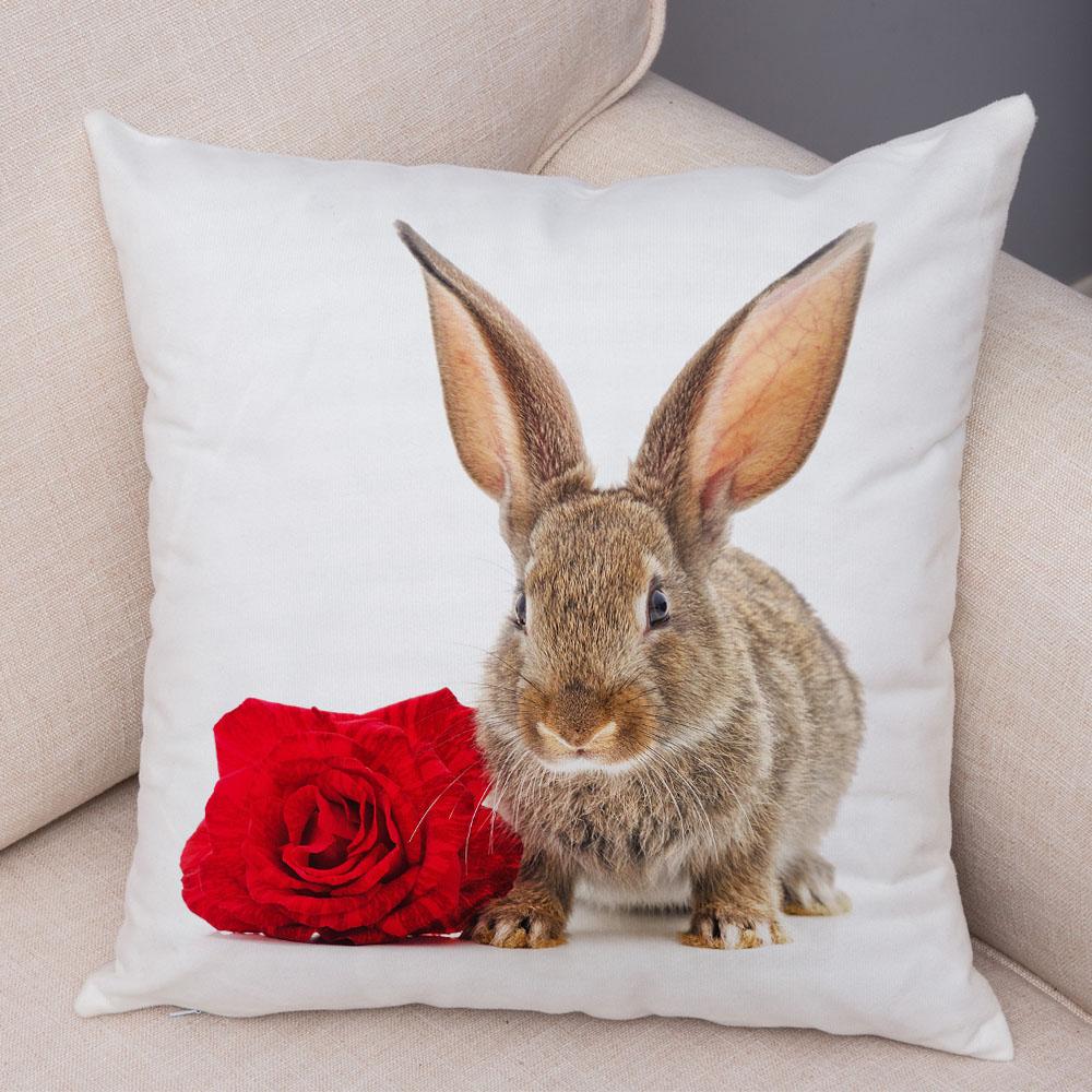 Home Sofa Kids Room Decor Cute Pet Animal Print Cushion Cover Pillowcase  Rabbit