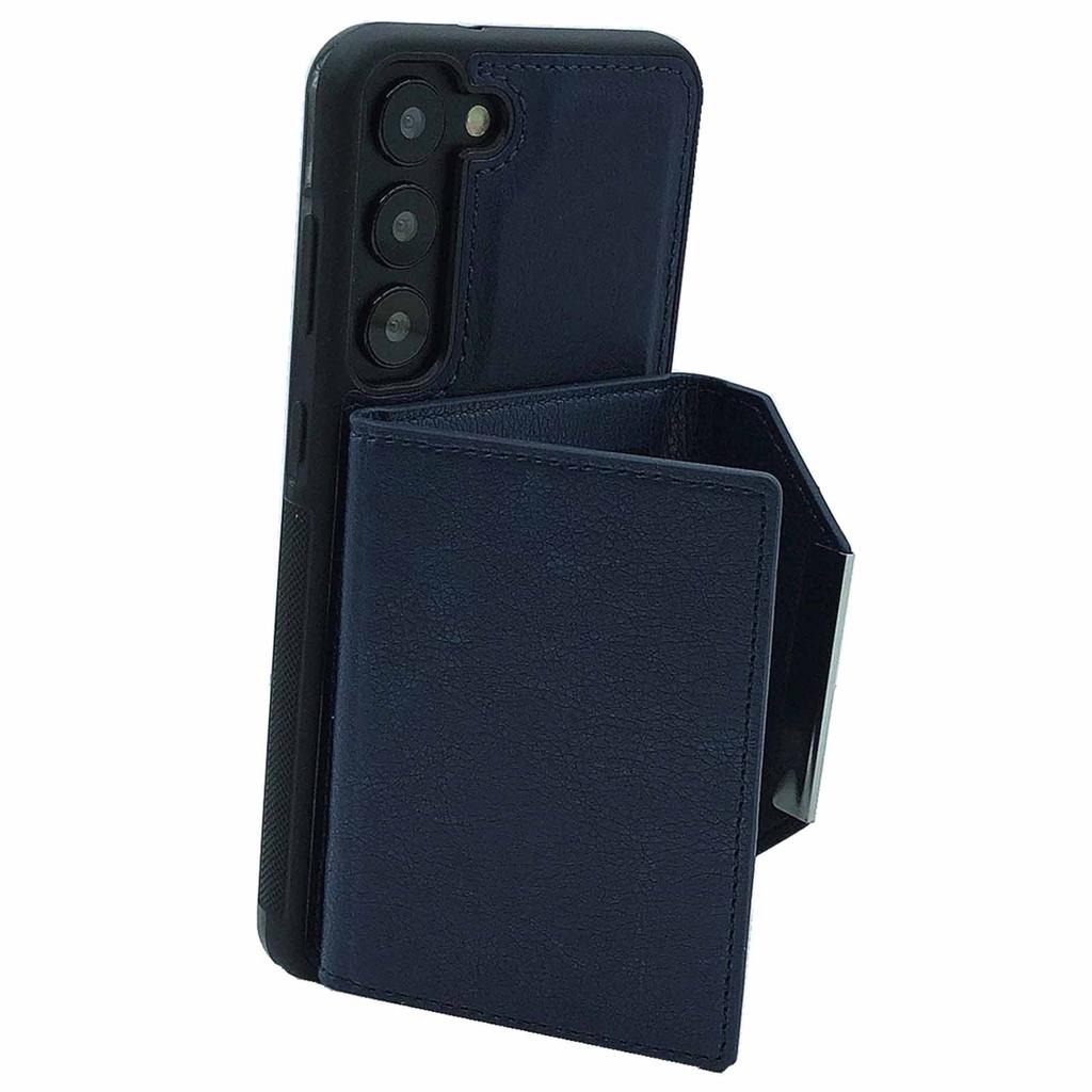 Para Samsung Galaxy S22 5G Capa com Bolsa de Cartão Destacável Couro+TPU Capa de Telefone Kickstand