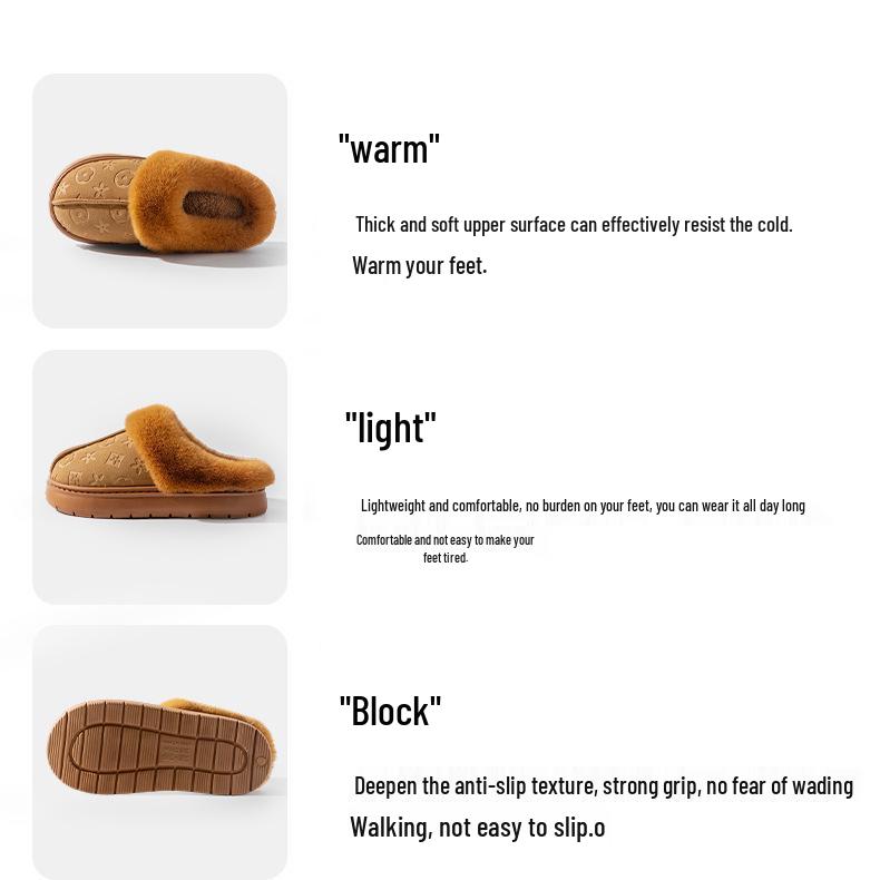 Big Brand Unisex Waterproof Faux Leather Non-Slip Indoor/Outdoor Warm Slippers with Soft Sole & Plush Lining