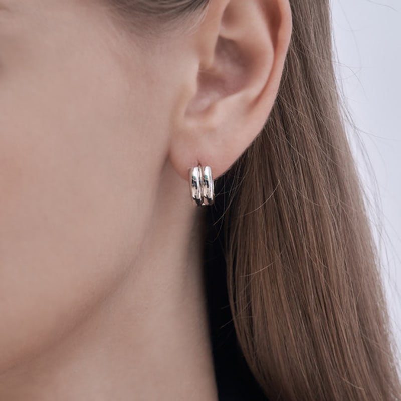 GEIGER Jewelry Two-Line Volume Silver Earrings GISVEE118