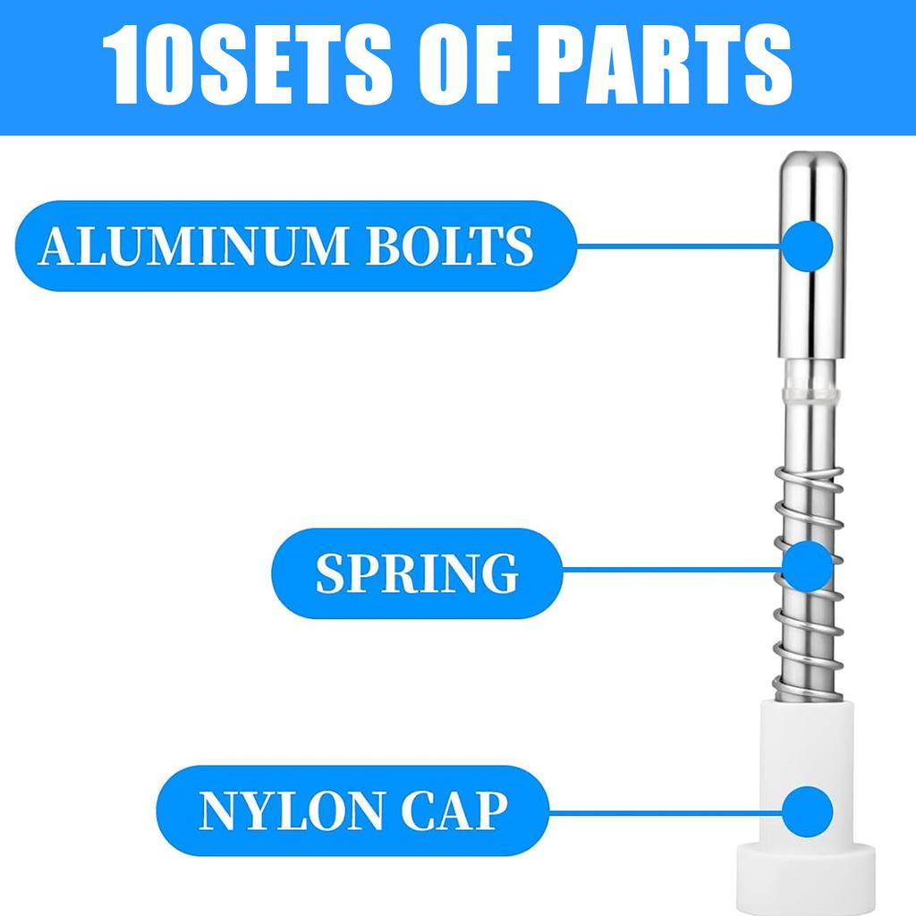 Pack of 10 Aluminum Window Screen Plunger Locks Rustproof Easy Installation Screen Fasteners Set for Home Office Garage