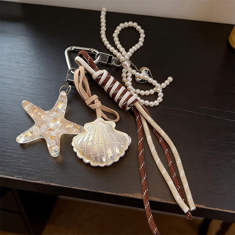Bag Charm Starfish Bag Pendant Cute Leather Shell Decorative Fashion Braided Rope Bag Gift All-purpose Accessory