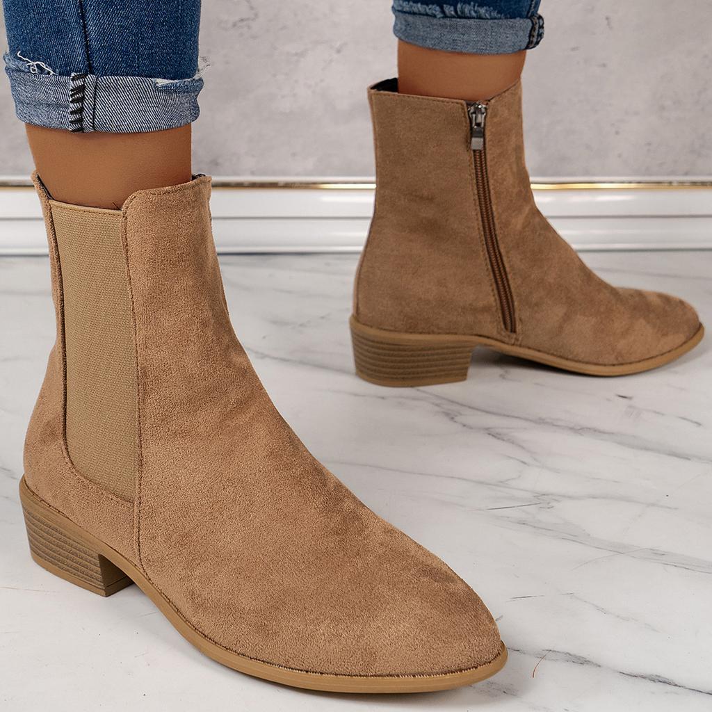 Casual fashion short boots suede side zipper square heel Martin boots women's autumn and winter women's 43