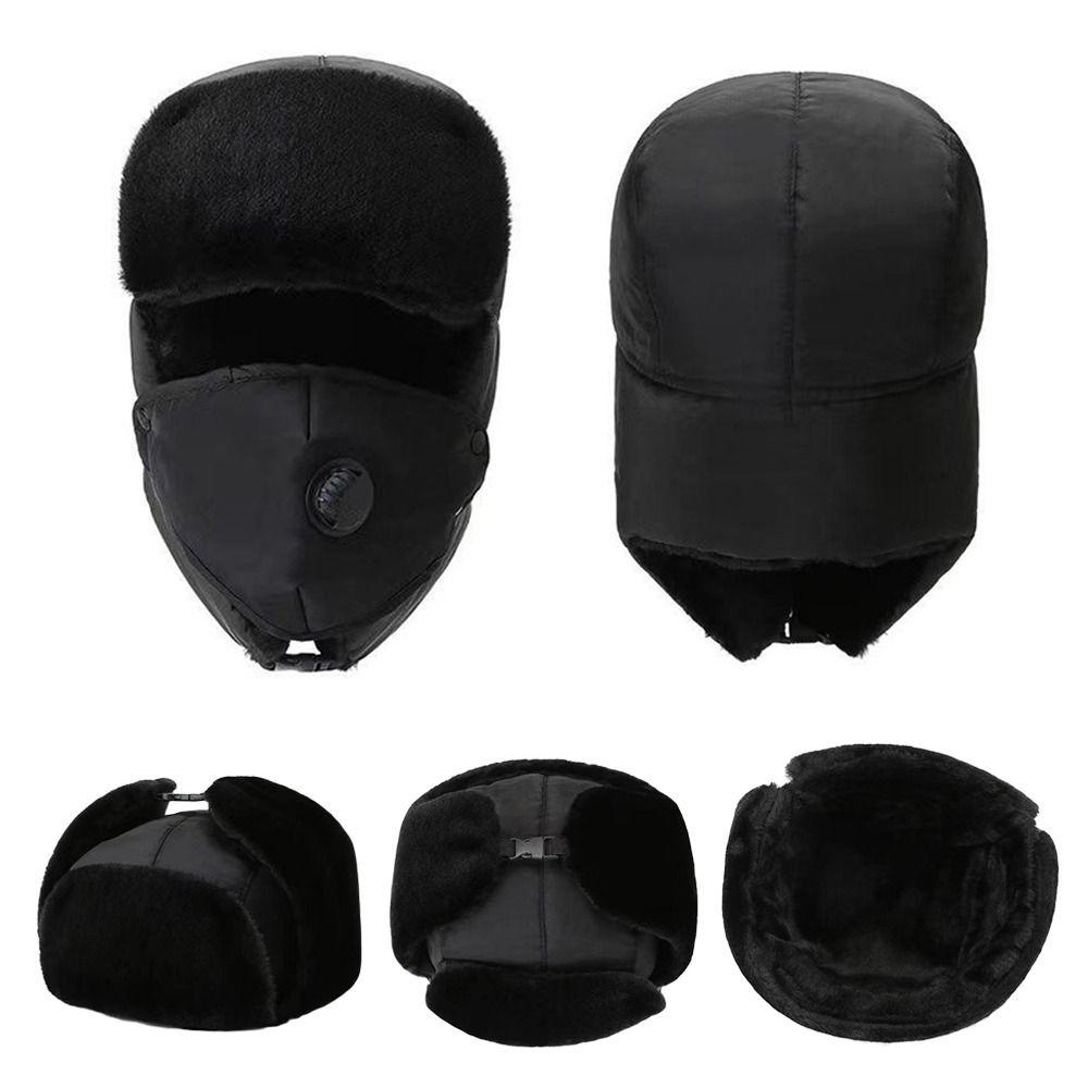 Warm Beanie Russian Caps Plush Earflap Pilot Caps Outdoors Winter Hat  for Men Women