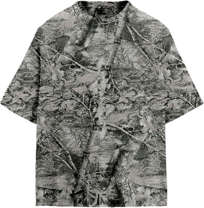 Summer Men's Fashion Trend Slim Fit Casual Branch Camouflage 3D Digital Printing Short-sleeved T-shirt Top